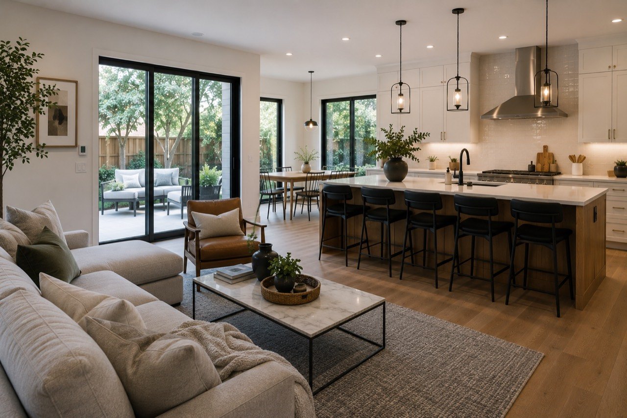 Open kitchen and living remodel inspiration